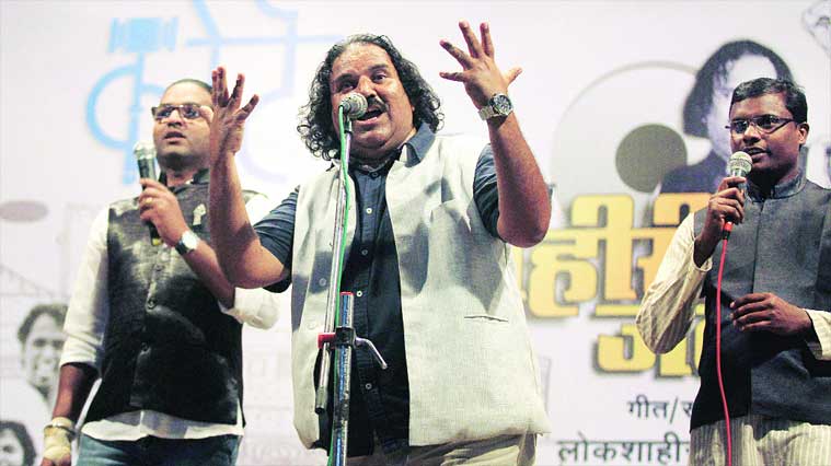 buddhist celebs Sambhaji Bhagat and his troupe at a show in Nashik
