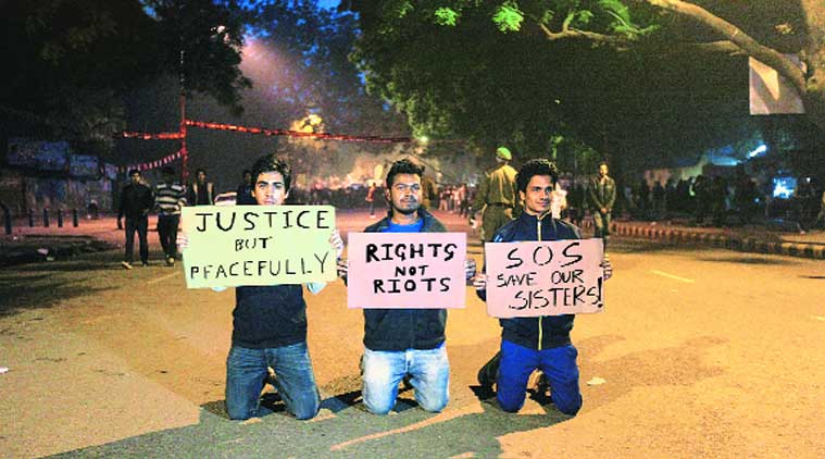 Young men at a protest in Delhi in December 2012  (Source: Express photo by Tashi Todgyal)