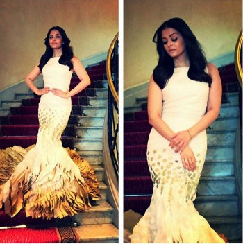 Cannes 2015: Aishwarya Rai Bachchan stuns in white and gold fishtail gown |  Entertainment Gallery News - The Indian Express