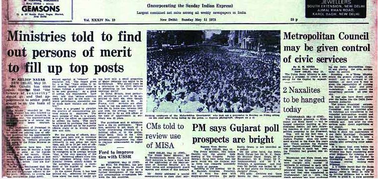 A look at the front page of Indian Express on May 11, published forty years ago.