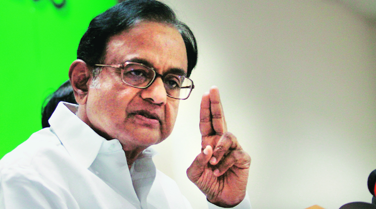 Former Finance Minister P. Chidambaram at the Press conference at AICC office in new Delhi on Monday (Express photo by Prem Nath Pandey)