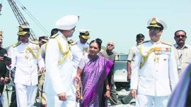 Indian Navy, Porbandar port, indian military, INS Sardar Patel, Sardar Patel, Porbandar, Gujarat Chief Minister, Anandiben Patel, Congress, INS Dwarka, Okha, Navy chief, Admiral R K Dhowan, Gujarat news, ahmedabad news, city news, locla news, Indian Express