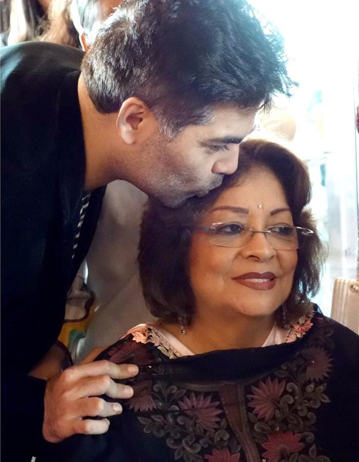 Caption: Karan Johar with his mother, Hiroo Johar