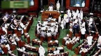 Lok Sabha, Sumitra Mahajan, Lok Sabha chaos, Lalit Modi controversy, Lalit Modi Lok Sabha, Sumitra Mahajan, Lok Sabha adjourned, Sushma Swaraj, Lok Sabha placards, Lok Sabha protest, Nation news, india news