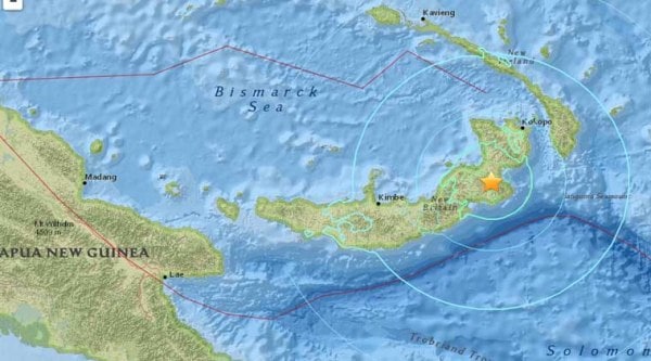  7.1 magnitude earthquake hits Papua New Guinea a day after the region was jolted by a 6.7 earthquake. (Image source: USGS)