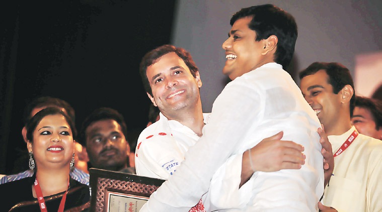 Rahul Gandhi at the NSUI national convention in New Delhi on Thursday. (Source: Express photo by Renuka Puri 