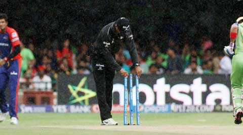 RCB enter play-offs after match against DD abandoned RCB enter play-offs after match against DD abandoned