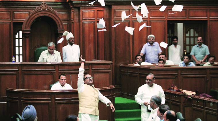 BJP, Delhi, O P Sharma, bjp news, op sharma delhi assembly, delhi assembly news, mla breaks mike, delhi news, india news, delhi assembly budget session