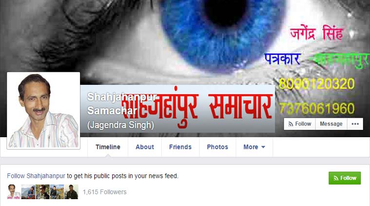 Screenshot of Jagendra Singh's Facebook page.