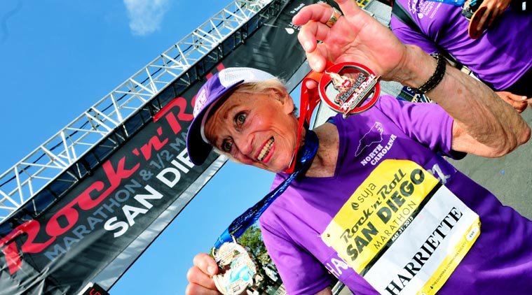 Rock 'n' Roll Marathon Cancer survivor, Rock 'n' Roll Marathon, Rock 'n' Roll Marathon Harriette Thompson, cancer survivor Harriette Thompson, Rock 'n' Roll Marathon Cancer survivor, Rock 'n' Roll Marathon Oldest woman record, Cancer survivor Oldest woman record, trending news, world news, indian express news