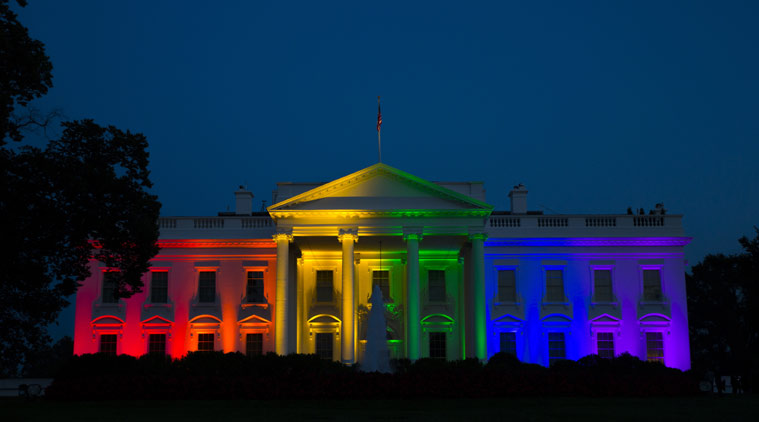 white house, US gay marriage, US supreme court, US same sex marriage, same sex marriage us, white house rainbow, white house rainbow lights, rainbow lights, us gay marriage, us lesbian marriage, us gay marriage legal, barack obama, obama, white house, us news, world news, indian express