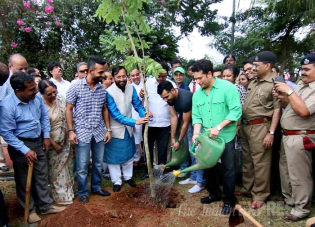 World Environment Day, Narendra Modi, Arvind Kejriwal, Virat Kohli, Sachin Tendulkar, Rohit Sharma, Ajinkya Rahane, Sushil Kumar, Prakash Javadekar, Rajendra Kumar Tiwari, New Delhi, Allahabad, tree plantation programme, Narendra Modi plant Saplings, Arvind Kejriwal plant saplings, Virat Kohli Plant Saplings, Sachin Tendulkar plant Saplings