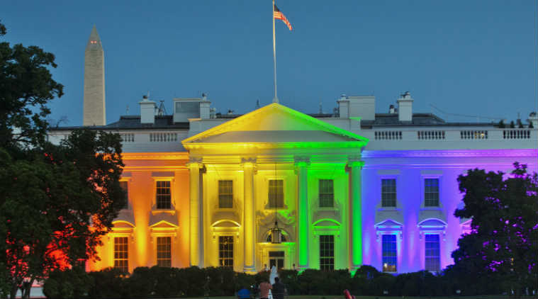 Facebook to Apple: Every tech company is celebrating gay pride. Here the White House is seen in rainbow colours. (Source: Associated Press)