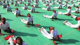 Interntional yoga day, yoga day, school yoga, yoga in school, SAD-BJP, Narendra Modi, Modi yoga, Modi govt, chandigarh news, nation news, india news, national news, Indian Express