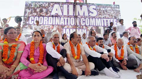 J&K AIIMS row, Jammu AIIMS strike, AIIMS Jammu protest, aiims jammu, jammu strike, aiims in jammu, jammu aiims news, jammu latest news, jammu bandh latest news, latest news of jammu, jammu breaking news, jammu bandh, aiims for jammu, Jammu bandh, jammu AIIMS bandh, Jammu and Kashmir, Kashmir AIIMS, Bandh kashmir aiims, AIIMS, BJP AIIMS, BJP-PDP, India news, news, jammu bandh, jammu kashmir protest, AIIMS, AIIMS Jammu, J&K AIIMS, Aiims protest, India Aiims, medical jammu, jammu news, india news, j&k news,