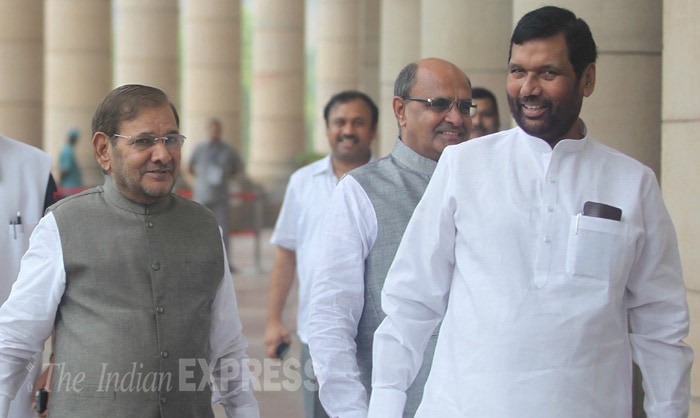 Narendra Modi, Venkaiah Naidu, Vasundhara Raje, Lalit Modi, Rajnath Singh, K C Venugopal, Sumitra Mahajan, Ram Gopal Yadav, Satish Mishra, Gulam Nabi Azad, Shivraj Singh Chouhan, Sharad Yadav, Ram Vilas Paswan, Rajiv Pratap Rudy, Mukhtar Abbas Naqvi, monsoon session, parliament session, all party meeting, parliament modi, narendra modi, modi parliament session, india news, modi news, parliament modi, parliament meeting