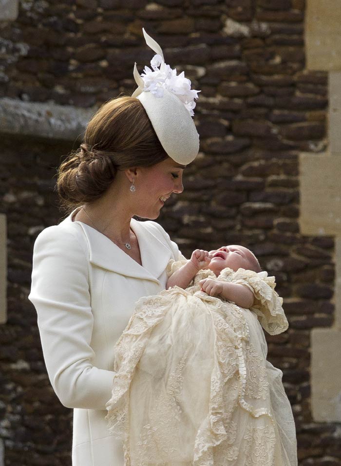 Princess Charlotte, Princess Charlotte Christening, Queen Elizabeth II, Prince Philip, Camilla the Duchess of Cornwall, Kate the Duchess of Cambridge, Prince George, Prince William, Prince Charles, Christening of Britain's Princess Charlotte, St Mary Magdalene Church, Godmother Laura Fellowes