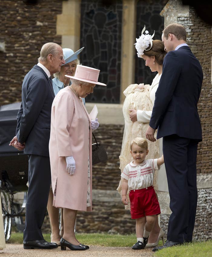 Princess Charlotte, Princess Charlotte Christening, Queen Elizabeth II, Prince Philip, Camilla the Duchess of Cornwall, Kate the Duchess of Cambridge, Prince George, Prince William, Prince Charles, Christening of Britain's Princess Charlotte, St Mary Magdalene Church, Godmother Laura Fellowes