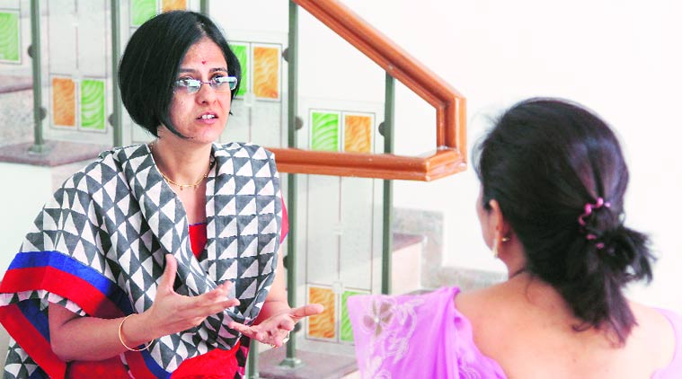 Hosur-resident Lata Iyer has a discussion with her co-worker Bhavana