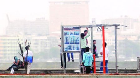 Marine Drive gym, Marine Drive gym installation, gym installation, Marine Drive promenade, BMC, mumbai news, city news, local news, maharashtra news, Indian Express