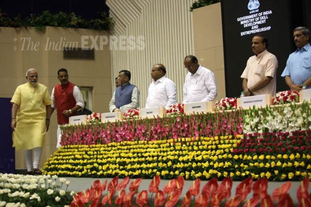 Narendra Modi, Narendra Modi News, Arun Jaitley, Devendra Fadnavis, Vasundhara Raje, Piyush Goel, Rajiv Pratap Rudy, Anandiben Patel, Manohar Parrikar, JP Nadda, Anant Kumar, Manohar Lal Khattar, Prakash Singh Badal, Skill India Campaign, Skill India Mission, Skill India Modi, Skill India Mission Modi, Skill India campaign Launch, Delhi News