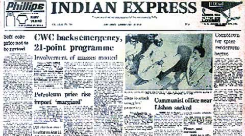 Indian express, Indian express front page