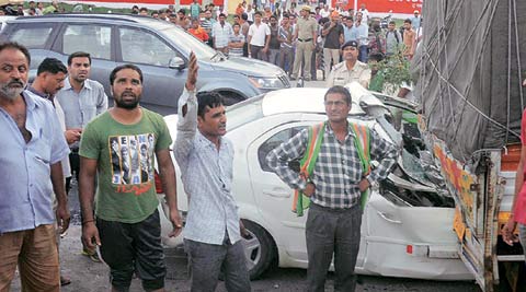 Four students killed, 1 critical as car rams into stationary truck ...