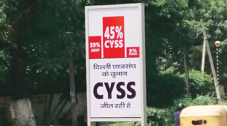 DUSU elections, AAP students wing, Opinion poll, ABVP,NSUI, Akhil Bharatiya Vidyarthi Parishad, National Students, CommSense, Delhi news