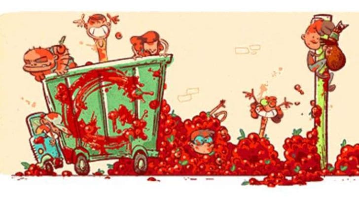 google doodle, doodle la tomatina, google doodle la tomatina, la tomatina festival, spain tomato festival, la tomatina news, la tomatina venue, la tomatina tickets, spain tomato festival tickets
