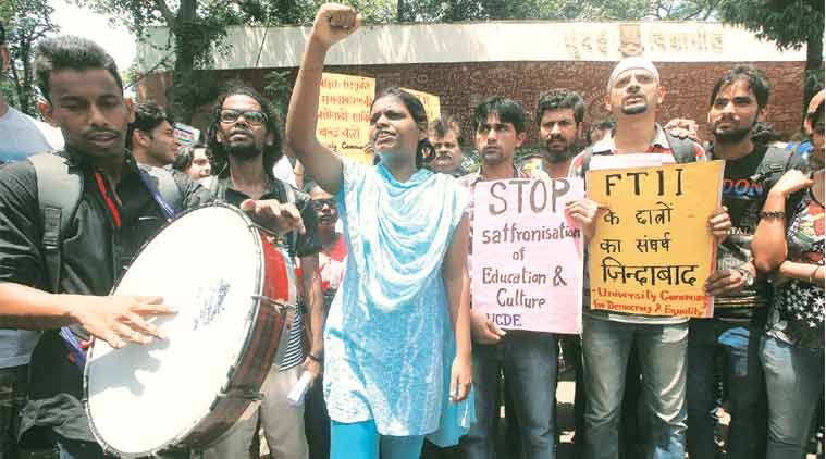 FTII, FTII protest, ftii director, ftii director prashant pathrabe, FTII arrest, FTII student arrest, FTII pune, ftii pune student arrest, gajendra chauhan, FTII news, IB ministry, IB news, FTII protesting students, pune news, indian express, latest news