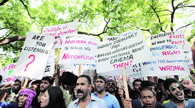 FTII students during their march to Parliament on Monday. Ravi KanojiaFTII students during their march to Parliament on Monday. (Source: Express photo by Ravi Kanojia)