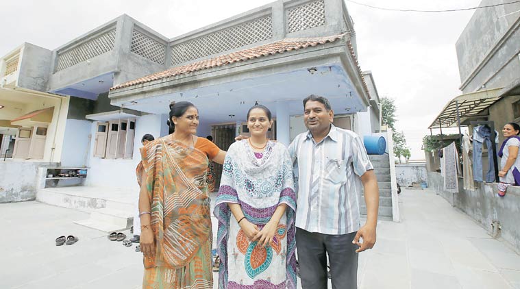 Hardik’s parents and sister at their home in Viramgam. They moved here from the village for children’s education. (Source: Express Photo by Javed Raja)  
