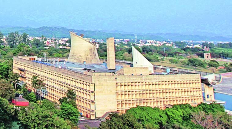  corbusier, US teacher, open hand monumne,t monument replica, monumnet in lawn, chandigarh news, indian express