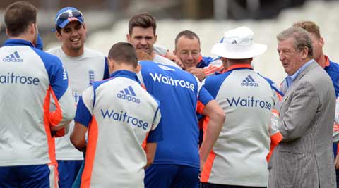 Roy Hodgson overlooks proceedings as English cricketers take to football