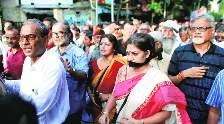 atrocities march, march, protest, TMC atrocities protest, TMC, kolkata news,  bengal news, indian express