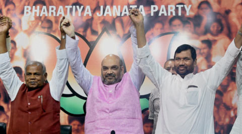 bihar elections, bihar polls, bihar polls 205, NDA, BJP, Jitan Ram Manjhi, Bihar elections, Hindustani Awam Morcha, Manjhi BJP, BJP Manjhi, Bihar news, India news