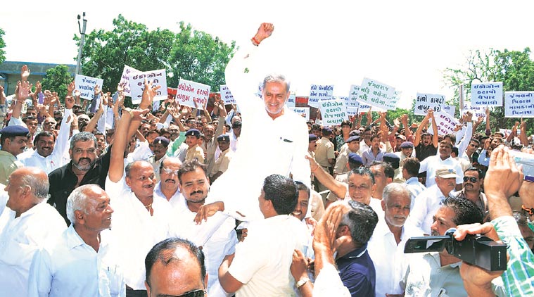 Nalin Kotadiya at the rally, in Dhari Friday. (Source: Express Photo)