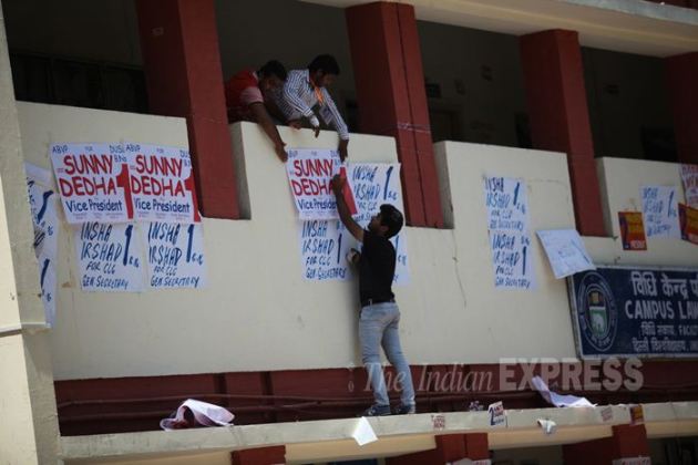 Du Election, DUSU, Du Election 2015, Delhi University, DUSU 2015, Delhi university Campus, BJP, AAP, Du Students union, Delhi University Election, Chhatra Yuva Sangharsh Samiti, CYSS, ABVP, NSUI, AISA, Du election Candidates, Dusu candidates, Dusu rally, Dusu news, Delhi News