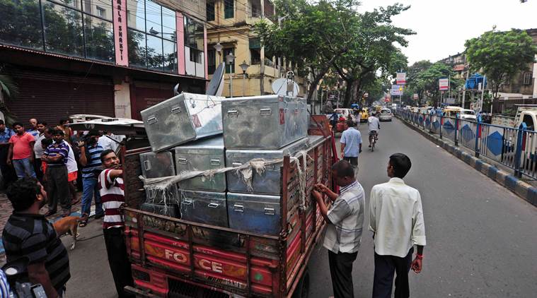Trunk for Currency Carrying from Raid at 127 B Sarat Bose Road on Thursday. Express photo