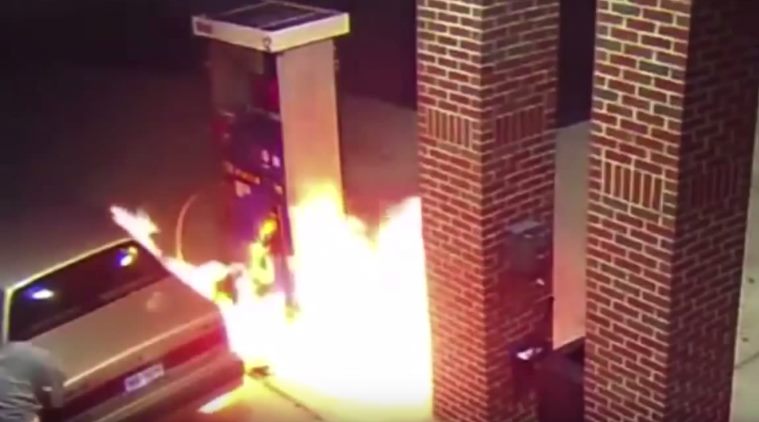man kills spider, man sets gas station on fire, funny videos, trending videos, gas station fire, fire on gas station, trending news