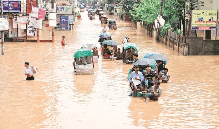 A flooded street during the monsoon