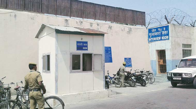 (Left) The interview room of jail no. 9, where the stocking landed and the items which were stuffed inside it. (Source: Express photo)