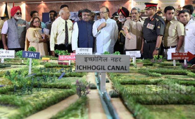 Shauryanjali, Shauryanjali Exhibition, Shauryanjali inauguration, Shauryanjali Exhibition Begins, Arun Jaitley, Manohar Parrikar, Arup Raha, MMS Rai, RK Dhowan, Indo Pak War Exhibition, Indo Pak war 1965, Indo Pak war Golden jubilee, India gate, indian Army, indian navy, Indian Air Force, Indian Soldiers, Indo Pak 1965 war Demostration, Indo Pak war Demo, India Pakistan War 1965