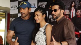 welcome back, john abraham, anil kapoor, shruti haasan, welcom back press conference, welcom back movie, john, anil, shruti, john shruti, john anil, john abraham welcome back, shruti haasan welcome back, anil kapoor welcome back, welcome back release, welcome back cast, welcome back film, entertainment news, john abraham video, anil kapoor video, shruti haasan video