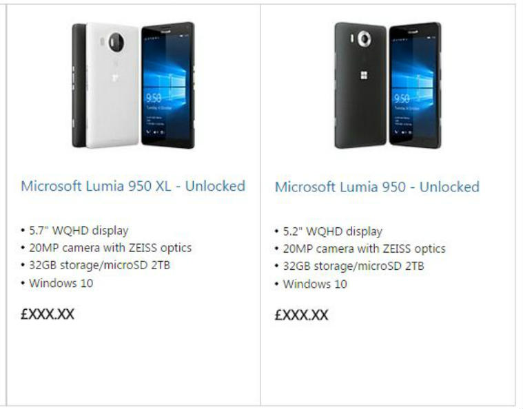 Microsoft has accidentally listed its forthcoming Lumia flagships on online store (Source: Microsoft Store)