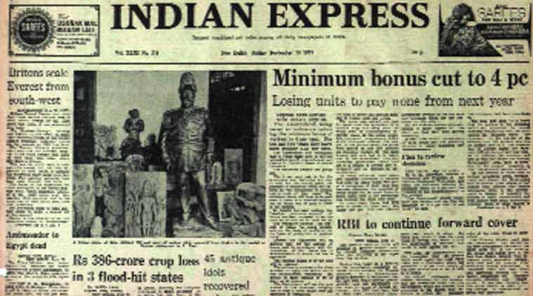 Indian Express, Indian Express front page, express front page