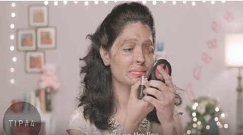 Watch video: Acid-attack victim raises a pertinent point, marks it with red lipstick