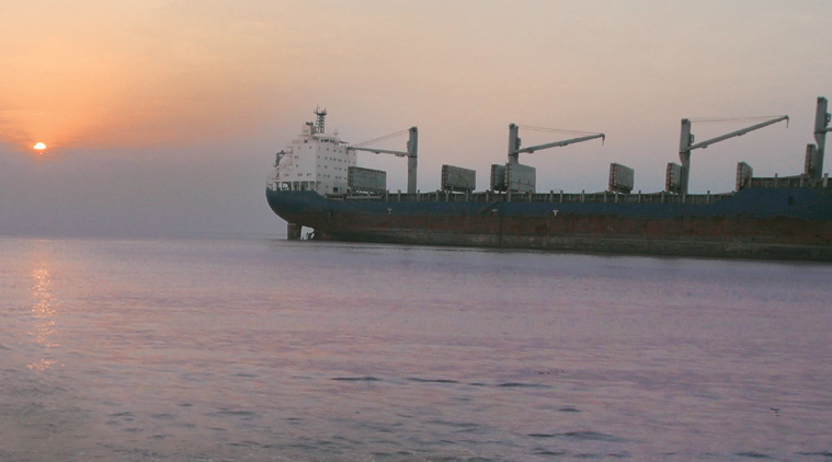 coronavirus isolation vessel, alang coronavirus isolation, alang, ship breaking yard, coronVIRUS, Covid-19, ahmedabad, gujarat news, indian express