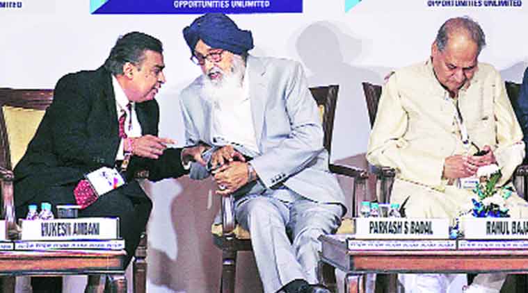 Parkash Singh Badal, Reliance Industries, RIL, Mukesh Ambani, Punjab, Progressive Punjab Investment Summit, indian express, business news