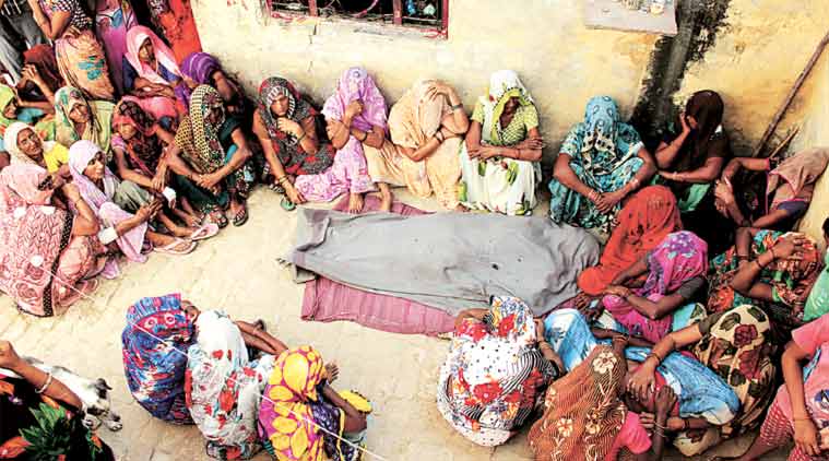 At the Bisara home of Jai Prakash, who was found dead on Tuesday morning. (Express photo by Gajendra Yadav)